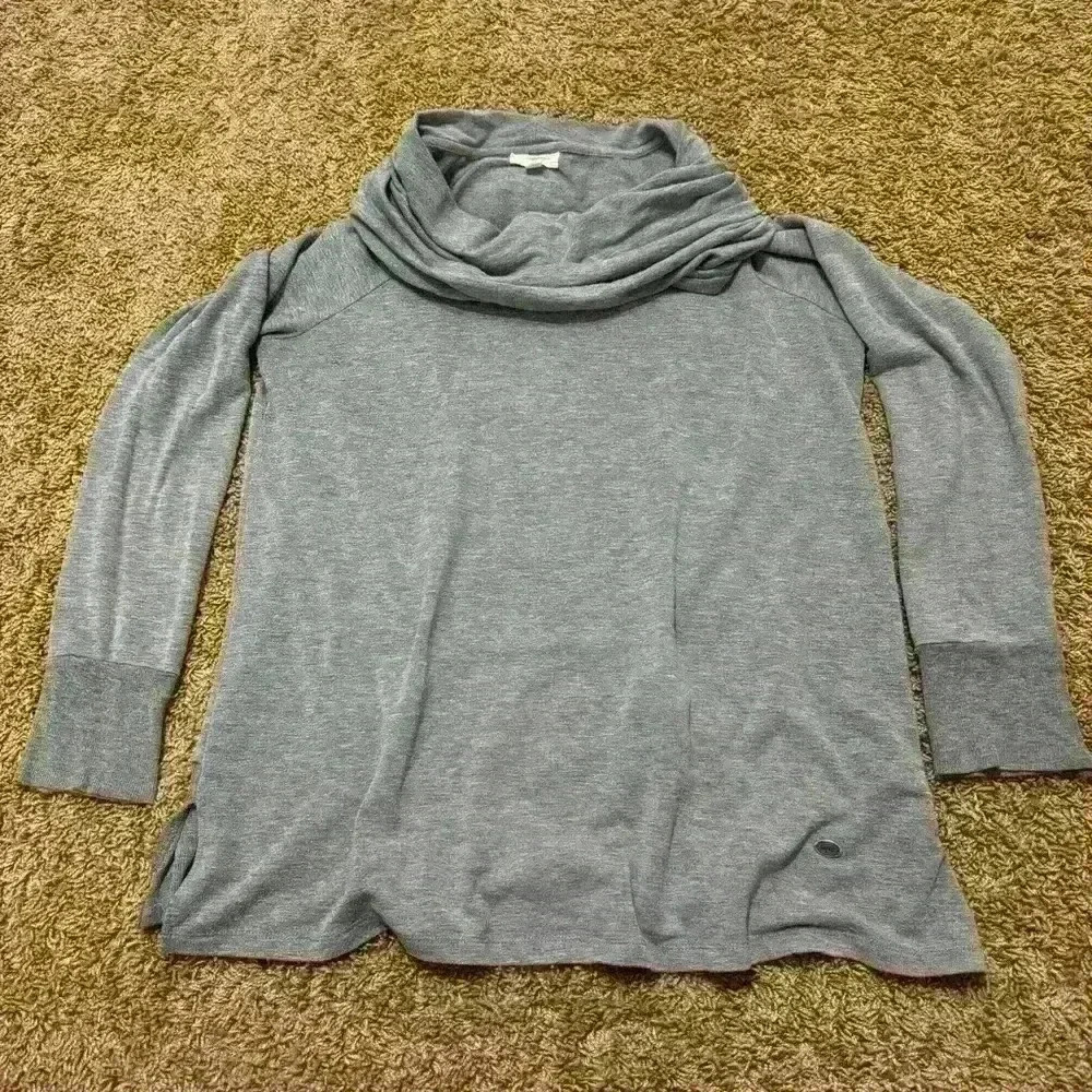 Cupio Grey Cowl Neck Tunic Sweater, Size L, Soft and Cozy Long Sleeve Top